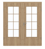 Frontansicht von GARANT Doppelflügeltür inkl. Zarge Authentic Risseiche CPL mit Lichtausschnitt LA-DIN Sprosse SP1