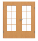 Frontansicht von GARANT Doppelflügeltür inkl. Zarge Buche Exklusiv CPL mit Lichtausschnitt LA-DIN Sprosse SP1