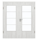 Frontansicht von GARANT Doppelflügeltür inkl. Zarge Authentic Grigio CPL mit Lichtausschnitt LA-DIN Sprosse SP10