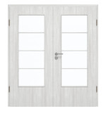 Frontansicht von GARANT Doppelflügeltür inkl. Zarge Authentic Grigio GCK08 mit Lichtausschnitt LA-DIN Sprosse SP10