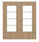 Frontansicht von GARANT Doppelflügeltür inkl. Zarge Authentic Risseiche CPL mit Lichtausschnitt LA-DIN Sprosse SP10