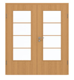 Frontansicht von GARANT Doppelflügeltür inkl. Zarge Eiche Premium CPL mit Lichtausschnitt LA-DIN Sprosse SP10