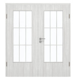 Frontansicht von GARANT Doppelflügeltür inkl. Zarge Authentic Grigio CPL mit Lichtausschnitt LA-DIN Sprosse SP2