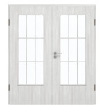 Frontansicht von GARANT Doppelflügeltür inkl. Zarge Authentic Grigio GCK08 mit Lichtausschnitt LA-DIN Sprosse SP2