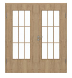 Frontansicht von GARANT Doppelflügeltür inkl. Zarge Authentic Risseiche CPL mit Lichtausschnitt LA-DIN Sprosse SP2