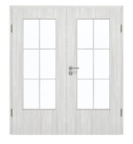 Frontansicht von GARANT Doppelflügeltür inkl. Zarge Authentic Grigio CPL mit Lichtausschnitt LA-DIN Sprosse SP4