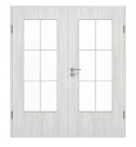 Frontansicht von GARANT Doppelflügeltür inkl. Zarge Authentic Grigio GCK08 mit Lichtausschnitt LA-DIN Sprosse SP4