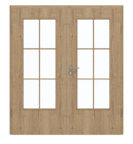 Frontansicht von GARANT Doppelflügeltür inkl. Zarge Authentic Risseiche CPL mit Lichtausschnitt LA-DIN Sprosse SP4