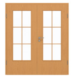 Frontansicht von GARANT Doppelflügeltür inkl. Zarge Buche Exklusiv CPL mit Lichtausschnitt LA-DIN Sprosse SP4