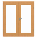 Frontansicht von GARANT Doppelflügeltür inkl. Zarge Buche Exklusiv CPL mit Lichtausschnitt LA-2