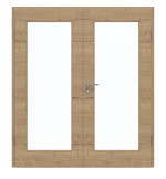 Frontansicht von GARANT Doppelflügeltür inkl. Zarge Quer Authentic Risseiche CPL mit Lichtausschnitt LA-2