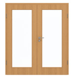 Frontansicht von GARANT Doppelflügeltür inkl. Zarge Eiche Premium CPL mit Lichtausschnitt LA-2