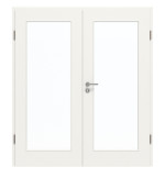 Frontansicht von GARANT Doppelflügeltür inkl. Zarge Weißlack 9016 mit Lichtausschnitt LA-2