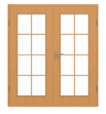 Frontansicht von GARANT Doppelflügeltür inkl. Zarge Buche Exklusiv CPL mit Lichtausschnitt LA-2 Sprosse SP1