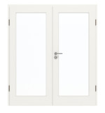 Frontansicht von GARANT Doppelflügeltür inkl. Zarge Weißlack 9016 mit Lichtausschnitt LA-3