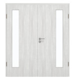 Frontansicht von GARANT Doppelflügeltür inkl. Zarge Authentic Grigio GCK08 mit Lichtausschnitt LA-4 bandseitig