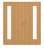 Frontansicht von GARANT Doppelflügeltür inkl. Zarge Eiche Premium CPL mit Lichtausschnitt LA-4 bandseitig