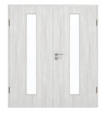 Frontansicht von GARANT Doppelflügeltür inkl. Zarge Authentic Grigio GCK08 mit Lichtausschnitt LA-4 mittig