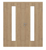 Frontansicht von GARANT Doppelflügeltür inkl. Zarge Authentic Risseiche CPL mit Lichtausschnitt LA-4 mittig