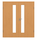 Frontansicht von GARANT Doppelflügeltür inkl. Zarge Buche Exklusiv CPL mit Lichtausschnitt LA-4 schlossseitig