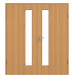 Frontansicht von GARANT Doppelflügeltür inkl. Zarge Eiche Premium CPL mit Lichtausschnitt LA-4 schlossseitig