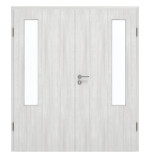 Frontansicht von GARANT Doppelflügeltür inkl. Zarge Authentic Grigio GCK08 mit Lichtausschnitt LA-5 bandseitig