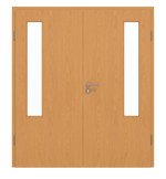 Frontansicht von GARANT Doppelflügeltür inkl. Zarge Buche Exklusiv CPL mit Lichtausschnitt LA-5 bandseitig