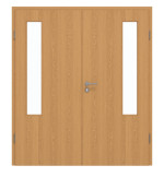 Frontansicht von GARANT Doppelflügeltür inkl. Zarge Eiche Premium CPL mit Lichtausschnitt LA-5 bandseitig