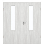 Frontansicht von GARANT Doppelflügeltür inkl. Zarge Authentic Grigio GCK08 mit Lichtausschnitt LA-5 mittig