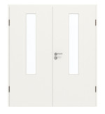 Frontansicht von GARANT Doppelflügeltür inkl. Zarge Weißlack 9016 mit Lichtausschnitt LA-5 mittig