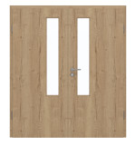 Frontansicht von GARANT Doppelflügeltür inkl. Zarge Authentic Risseiche CPL mit Lichtausschnitt LA-5 schlossseitig