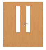 Frontansicht von GARANT Doppelflügeltür inkl. Zarge Buche Exklusiv CPL mit Lichtausschnitt LA-5 schlossseitig