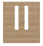 Frontansicht von GARANT Doppelflügeltür inkl. Zarge Quer Authentic Risseiche CPL mit Lichtausschnitt LA-5 schlossseitig