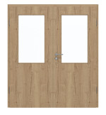 Frontansicht von GARANT Doppelflügeltür inkl. Zarge Authentic Risseiche CPL mit Lichtausschnitt LA-6