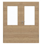 Frontansicht von GARANT Doppelflügeltür inkl. Zarge Quer Authentic Risseiche CPL mit Lichtausschnitt LA-6