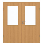 Frontansicht von GARANT Doppelflügeltür inkl. Zarge Eiche Premium CPL mit Lichtausschnitt LA-6