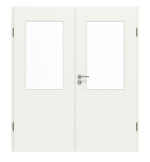 Frontansicht von GARANT Doppelflügeltür inkl. Zarge Weißlack 9016 mit Lichtausschnitt LA-6