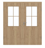 Frontansicht von GARANT Doppelflügeltür inkl. Zarge Authentic Risseiche CPL mit Lichtausschnitt LA-6 Sprosse SP0