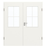 Frontansicht von GARANT Doppelflügeltür inkl. Zarge Weißlack 9016 mit Lichtausschnitt LA-6 Sprosse SP0