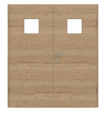 Frontansicht von GARANT Doppelflügeltür inkl. Zarge Quer Authentic Risseiche CPL mit Lichtausschnitt LA-7