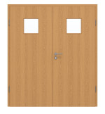 Frontansicht von GARANT Doppelflügeltür inkl. Zarge Eiche Premium CPL mit Lichtausschnitt LA-7