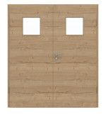 Frontansicht von GARANT Doppelflügeltür inkl. Zarge Quer Authentic Risseiche CPL mit Lichtausschnitt LA-8