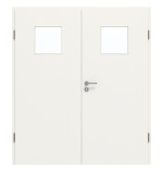 Frontansicht von GARANT Doppelflügeltür inkl. Zarge Weißlack 9016 mit Lichtausschnitt LA-8