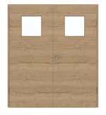 Frontansicht von GARANT Doppelflügeltür inkl. Zarge Quer Authentic Risseiche CPL mit Lichtausschnitt LA-9