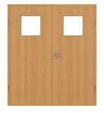 Frontansicht von GARANT Doppelflügeltür inkl. Zarge Eiche Premium CPL mit Lichtausschnitt LA-9