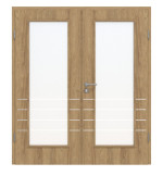 Frontansicht von CLASSEN Doppelflügeltür 4.10 Hickory Eiche CPL mit Lichtausschnitt inkl. Zarge