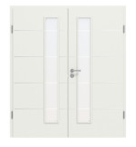 Frontansicht von CLASSEN Doppelflügeltür Weiß RAL 9003 CPL 4.12 mit Lichtausschnitt mit Zarge