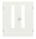 Frontansicht von Doppelflügeltür LA 03 Weiß RAL 9003 CPL inkl. Zarge - Classen