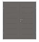 Frontansicht von Huga Doppelflügeltür Signum 11 Hygge grau RAL 7037 Lack Concept mit Zarge