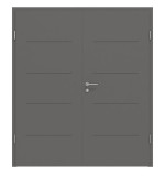 Frontansicht von Huga Doppelflügeltür Signum 14 Hygge grau RAL 7037 Lack Concept mit Zarge